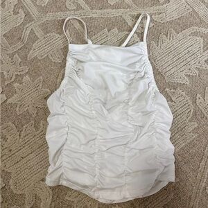 White Ruched Spaghetti-Strap Camisole